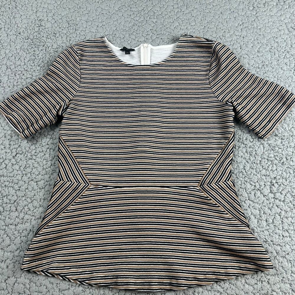 Talbots Women's Size M Black Beige Short Sleeve Dressy Top